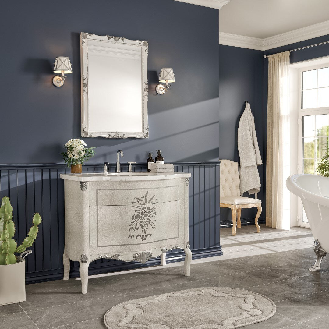 Eviva Monaco 38"W x 22"D Ivory Bathroom Vanity with White Carrara Marble Countertop and Undermount Porcelain Sink