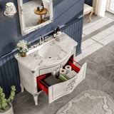 Eviva Monaco 38"W x 22"D Ivory Bathroom Vanity with White Carrara Marble Countertop and Undermount Porcelain Sink