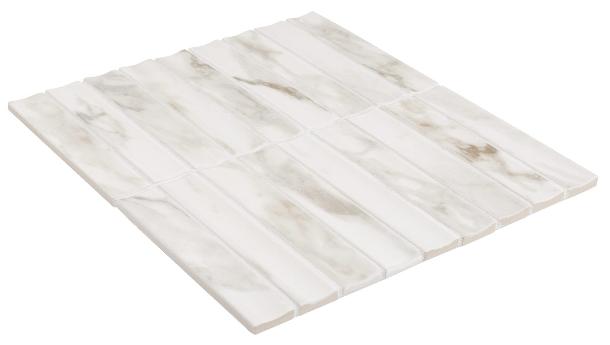 Satori Calacatta Lunar 11-in x 13-in Glazed Porcelain Marble Look Mosaic Wall Tile (0.84-sq. ft/ Piece)