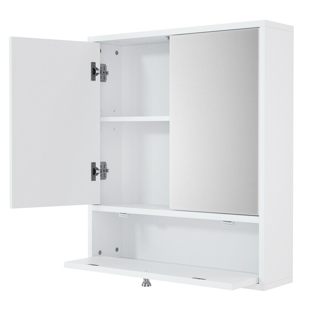 Forclover 24-in x 34-in Surface Mount White Mirrored Soft Close Medicine Cabinet
