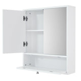 Forclover 24-in x 34-in Surface Mount White Mirrored Soft Close Medicine Cabinet