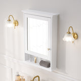 Forclover 24-in x 34-in Surface Mount White Mirrored Soft Close Medicine Cabinet