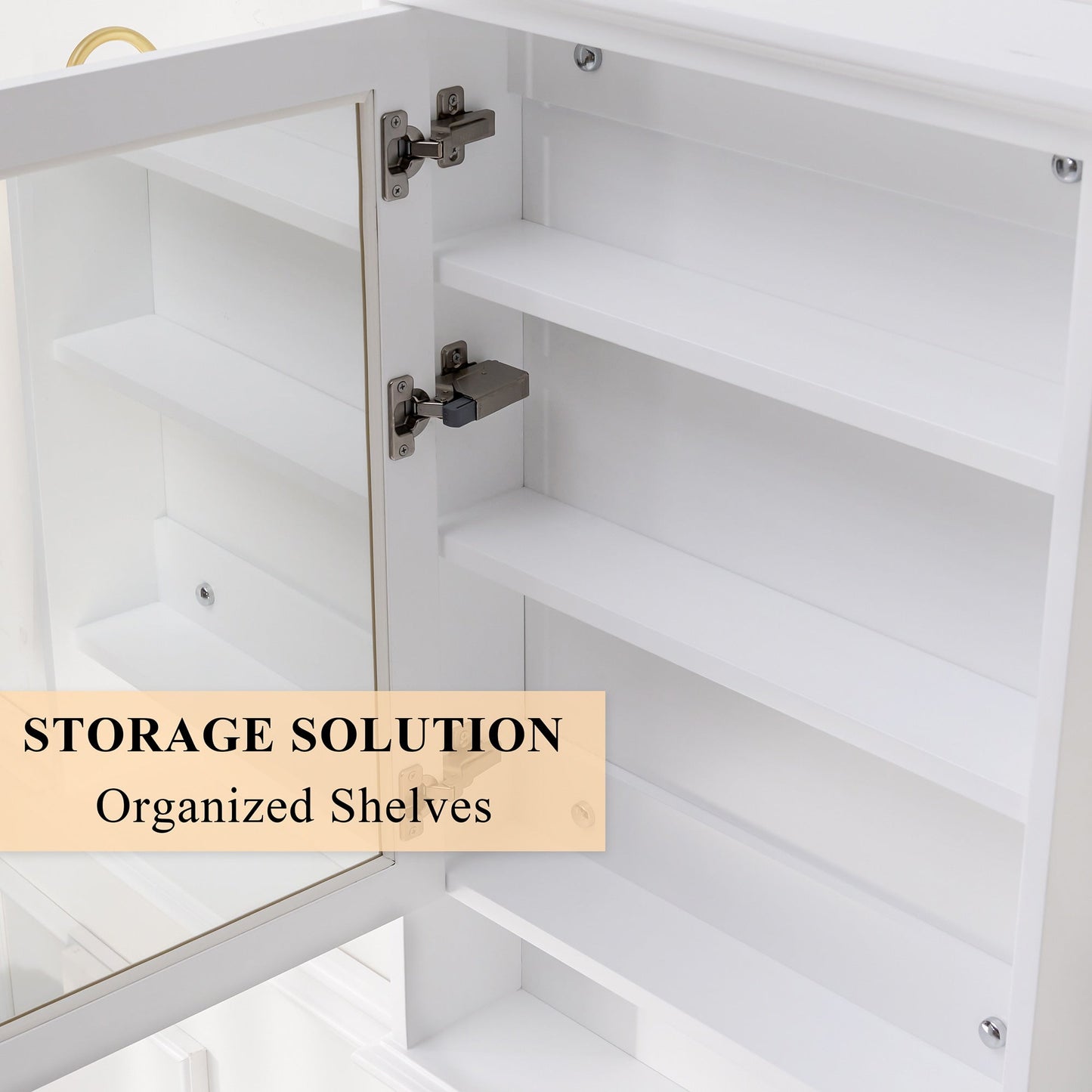 Forclover Solid Wood 36-in x 30-in Surface/Recessed Mount White Mirrored Soft Close Medicine Cabinet