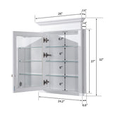 Forclover 40-in x 32-in Recessed Mount White Mirrored Soft Close Medicine Cabinet