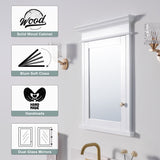 WELLFOR GRACE Solid Wood 26-in x 32-in Recessed Mount White Mirrored Soft Close Medicine Cabinet