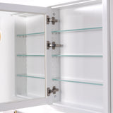 WELLFOR GRACE Solid Wood 26-in x 32-in Recessed Mount White Mirrored Soft Close Medicine Cabinet