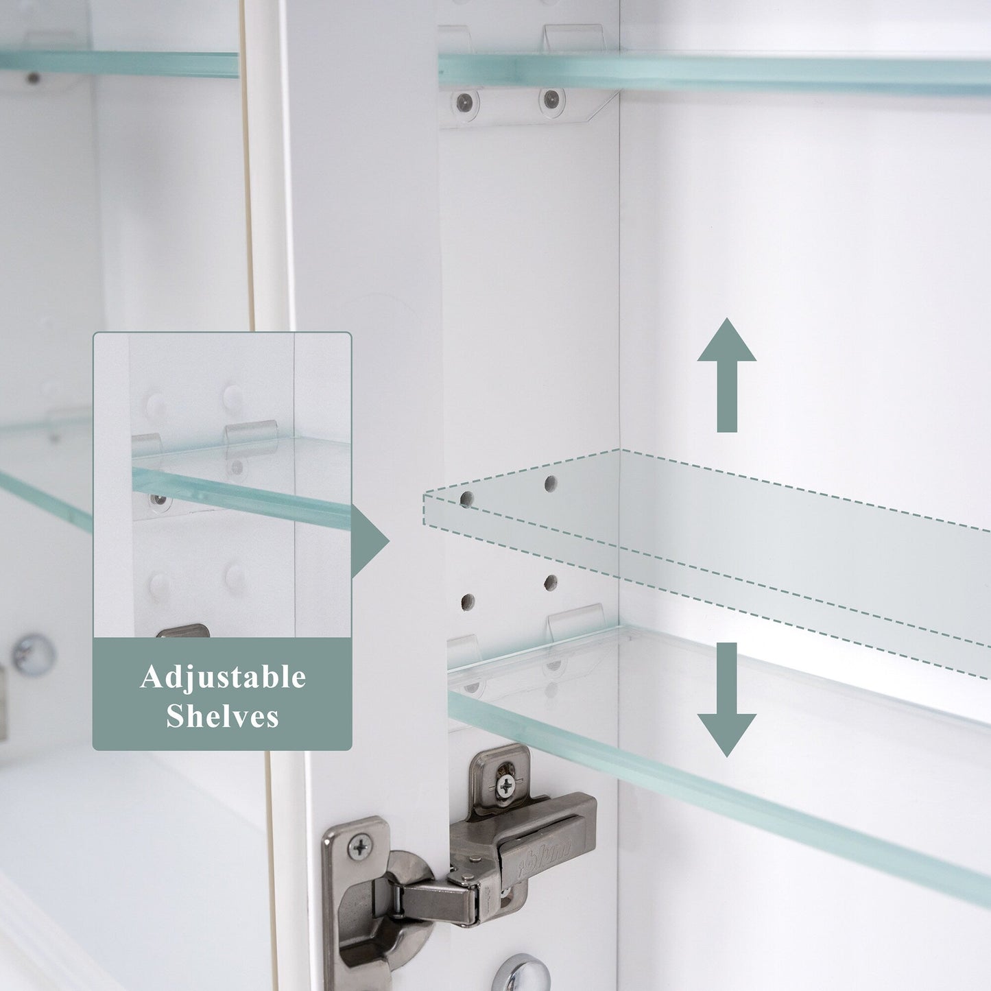 Forclover 40-in x 32-in Recessed Mount White Mirrored Soft Close Medicine Cabinet