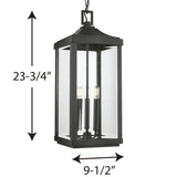 Progress Lighting Gibbes Street 3-Light Black Traditional Clear Glass Lantern Mini Outdoor Hanging Pendant Light