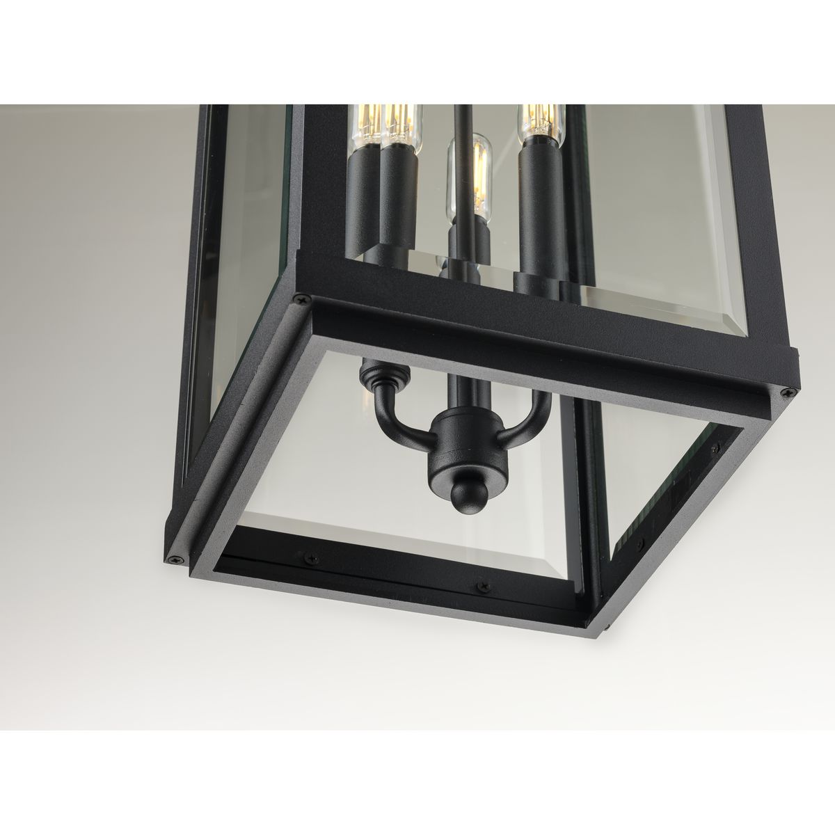 Progress Lighting Gibbes Street 3-Light Black Traditional Clear Glass Lantern Mini Outdoor Hanging Pendant Light