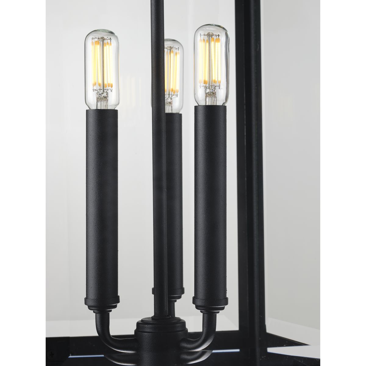 Progress Lighting Gibbes Street 3-Light Black Traditional Clear Glass Lantern Mini Outdoor Hanging Pendant Light