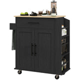 BABOOM Black Mdf Base with Mdf Wood Top Rolling Kitchen Island (15-in x 29.9-in x 34.1-in)