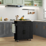 BABOOM Black Mdf Base with Mdf Wood Top Rolling Kitchen Island (15-in x 29.9-in x 34.1-in)