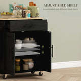 BABOOM Black Mdf Base with Mdf Wood Top Rolling Kitchen Island (15-in x 29.9-in x 34.1-in)