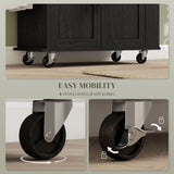 BABOOM Black Mdf Base with Mdf Wood Top Rolling Kitchen Island (15-in x 29.9-in x 34.1-in)