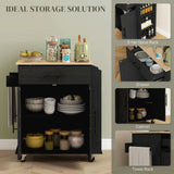 BABOOM Black Mdf Base with Mdf Wood Top Rolling Kitchen Island (15-in x 29.9-in x 34.1-in)