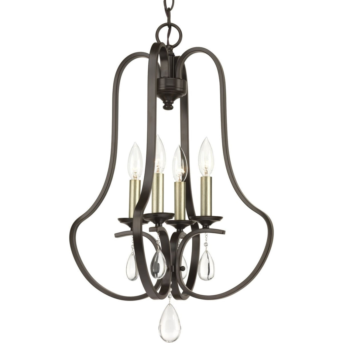Progress Lighting Anjoux 4-Light Antique Bronze Transitional Geometric Medium Hanging Pendant Light