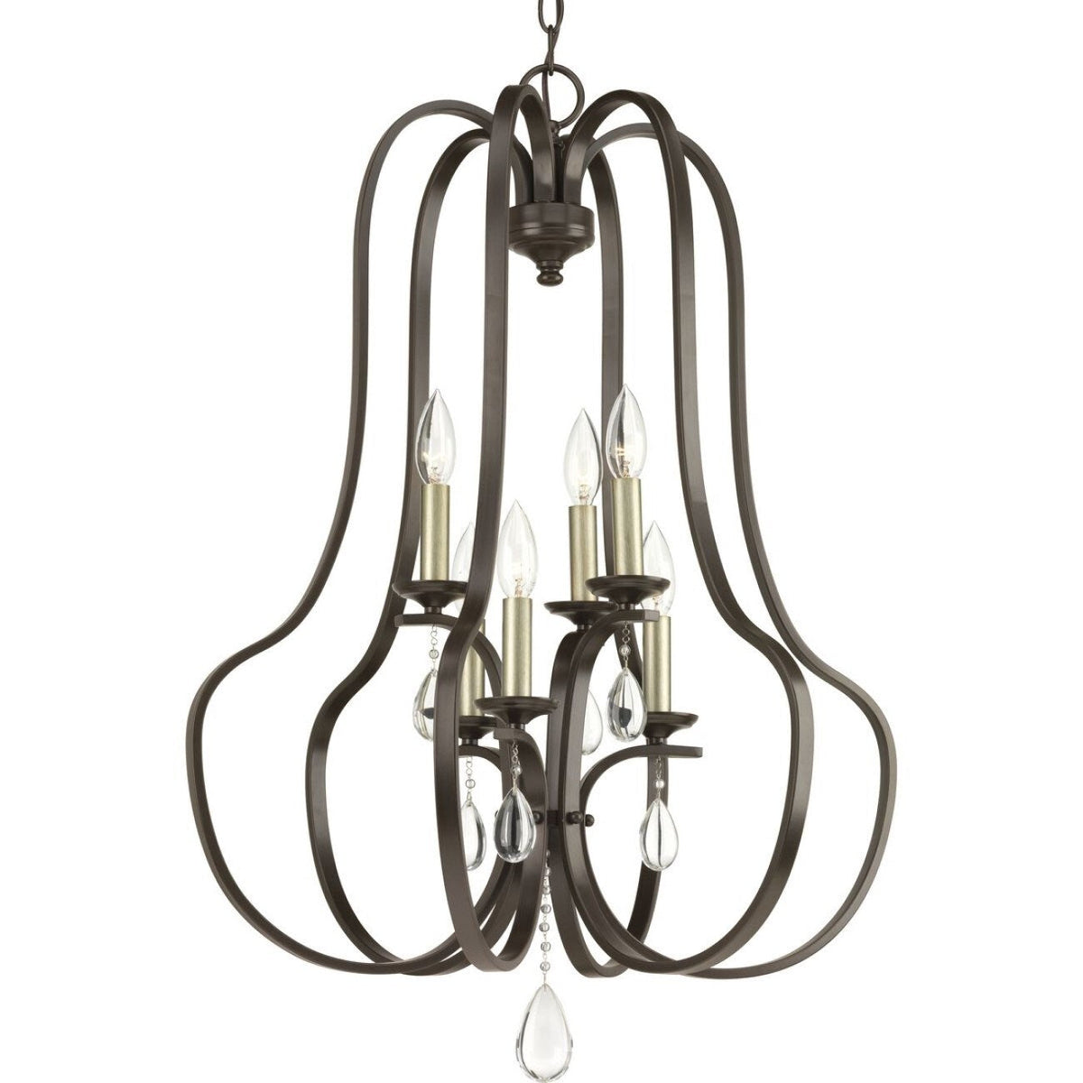 Progress Lighting Anjoux 6-Light Antique Bronze Transitional Geometric Medium Hanging Pendant Light