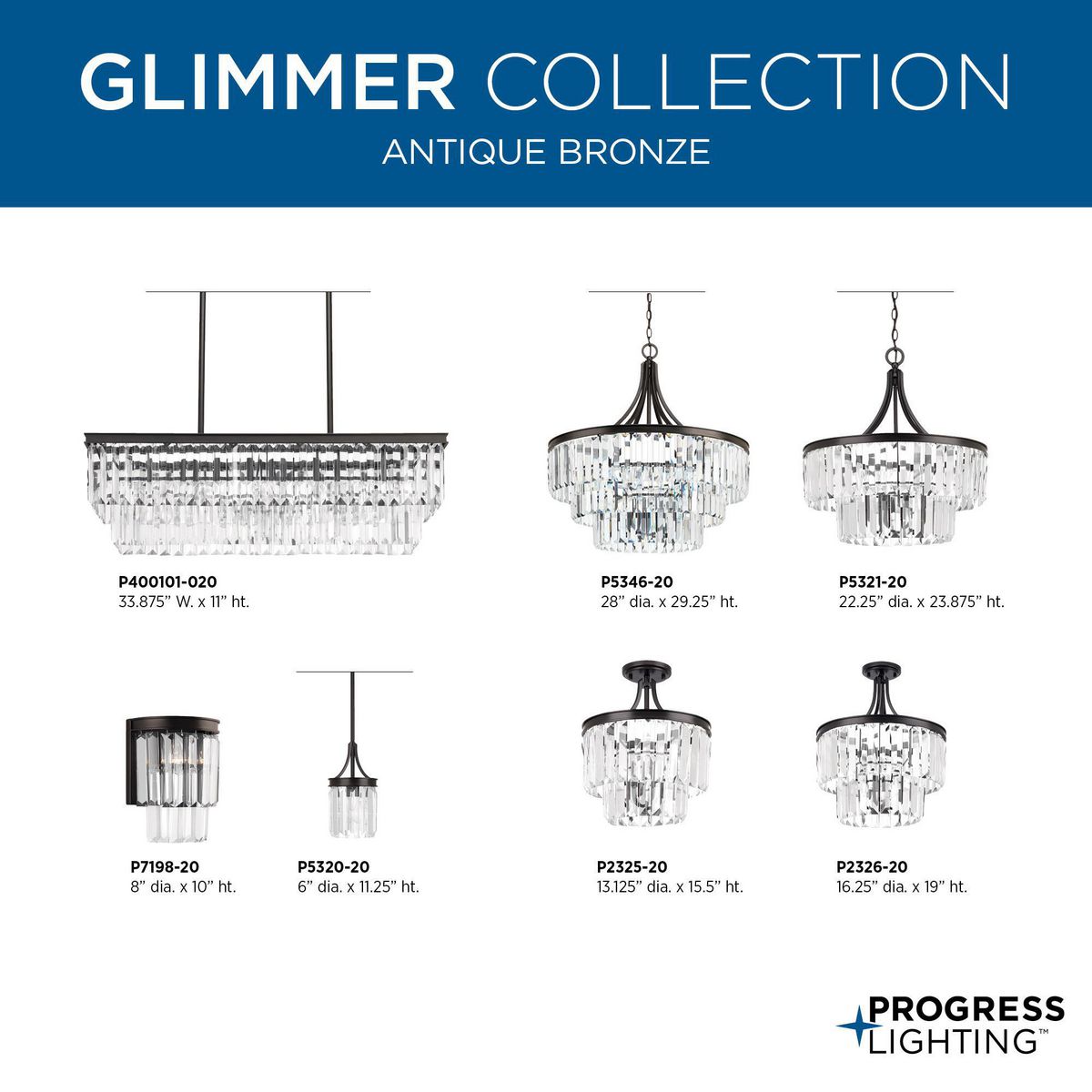 Progress Lighting Glimmer 4-Light Aged Bronze Farmhouse Clear Glass Linear Medium Hanging Kitchen Island Light