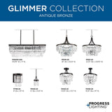 Progress Lighting Glimmer 5-Light Silver Ridge Traditional Clear Glass Drum Large Hanging Pendant Light
