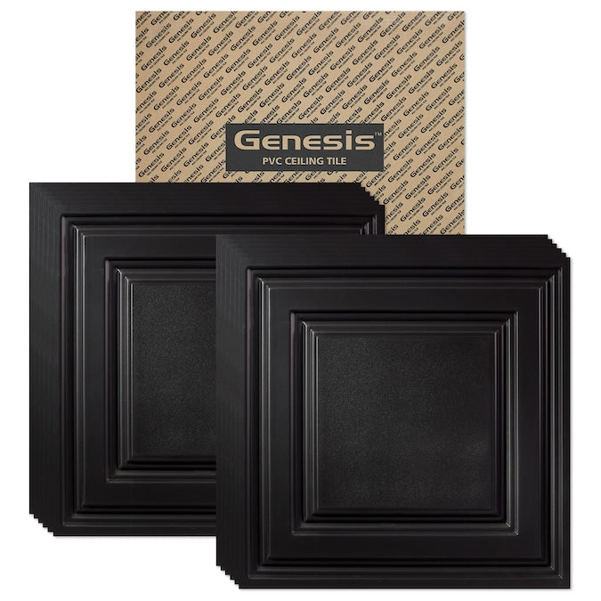 Genesis 2-ft x 2-ft Icon Relief Black PVC Drop Ceiling Tile (1-Pack, 4-sq ft / Case)