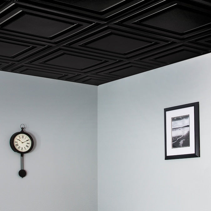 Genesis 2-ft x 2-ft Icon Relief Black PVC Drop Ceiling Tile (1-Pack, 4-sq ft / Case)