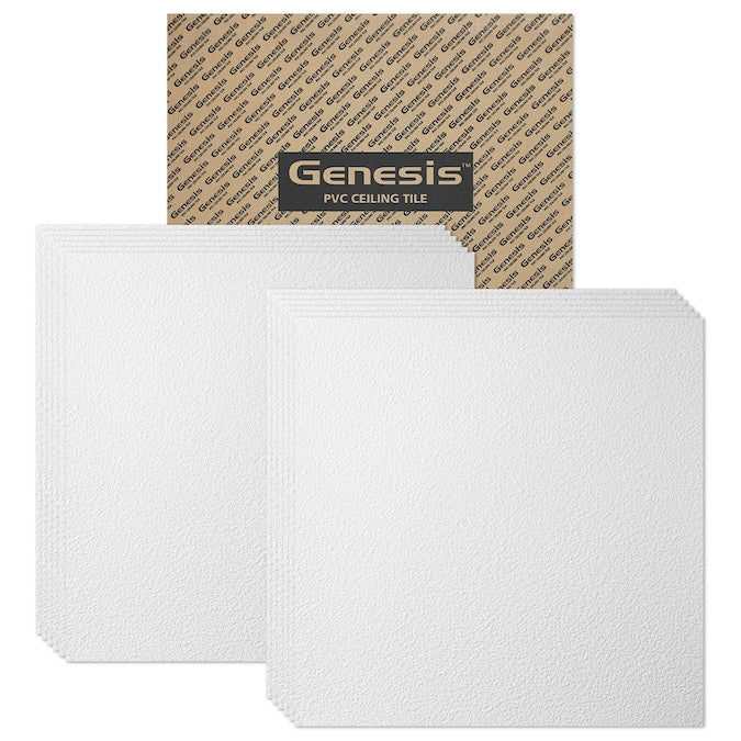 Genesis 2-ft x 2-ft Stucco Pro White PVC Drop Ceiling Tile (1-Pack, 4-sq ft / Case)