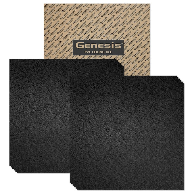 Genesis 2-ft x 2-ft Stucco Pro Black PVC Drop Ceiling Tile (1-Pack, 4-sq ft / Case)