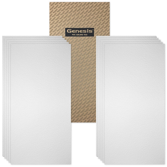 Genesis 4-ft x 2-ft Stucco Pro White PVC Drop Ceiling Tile (1-Pack, 8-sq ft / Case)