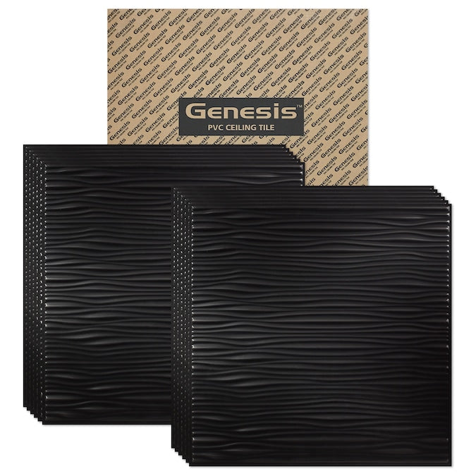 Genesis 2-ft x 2-ft Drifts Black PVC Drop Ceiling Tile (1-Pack, 4-sq ft / Case)