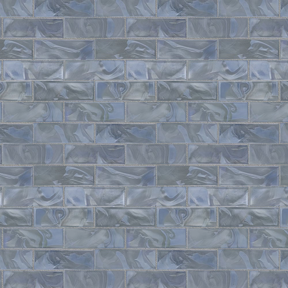 Elida Ceramica Blue 12-in x 12-in Glossy Glass Brick Mosaic Wall Tile