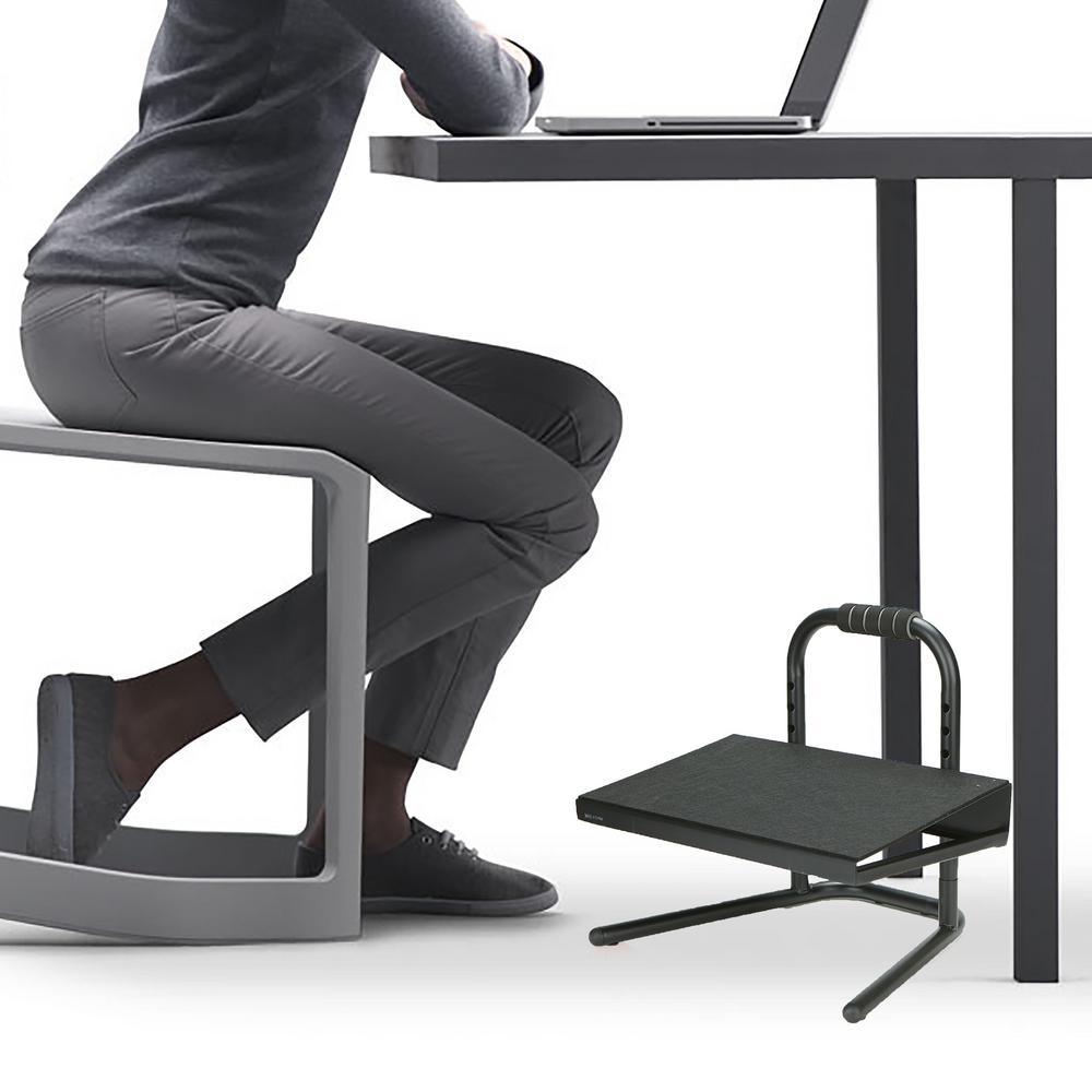 Black Metal Ergonomic Height Adjustable Non-Slip Universal Foot Rest - Super Arbor