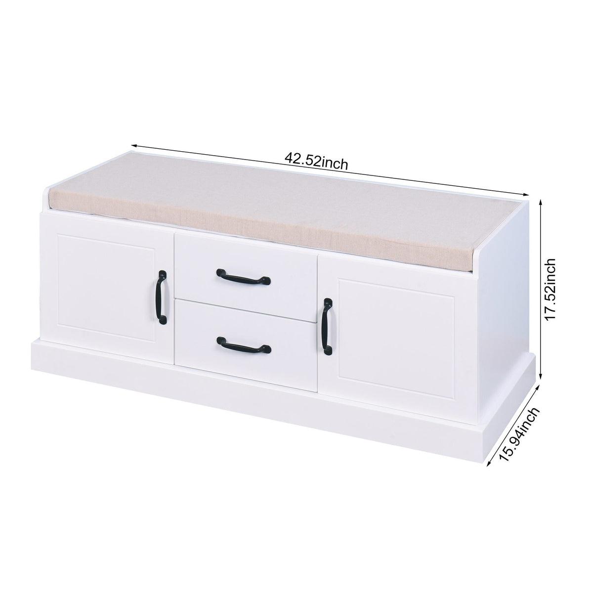Yiekholo Casual White Accent Bench with Storage Bench 46-in x 18.3-in x 7-in