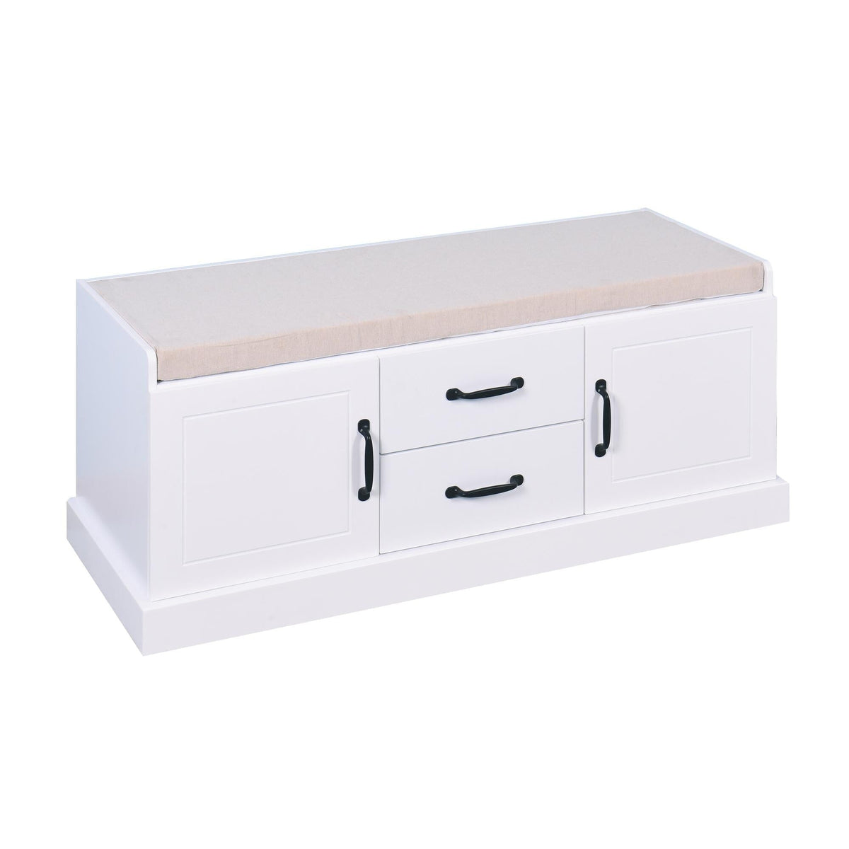 Yiekholo Casual White Accent Bench with Storage Bench 46-in x 18.3-in x 7-in