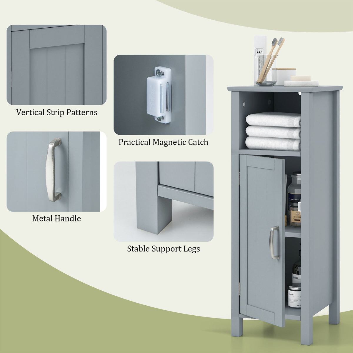 WELLFOR 12-in x 31.5-in x 12-in Gray Freestanding Corner Linen Cabinet