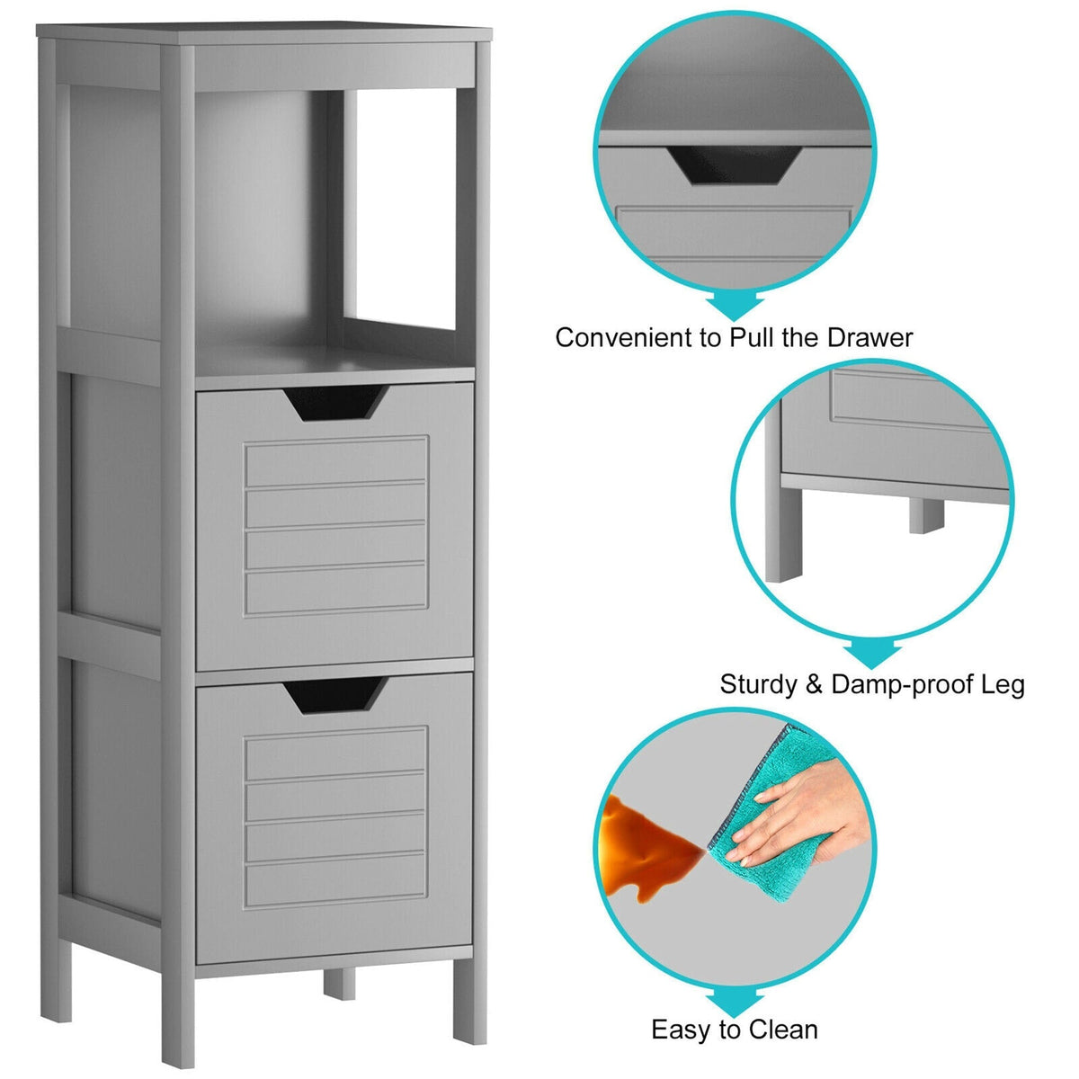 WELLFOR 12-in x 35-in x 11-in Gray Freestanding Corner Linen Cabinet