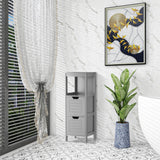 WELLFOR 12-in x 35-in x 11-in Gray Freestanding Corner Linen Cabinet