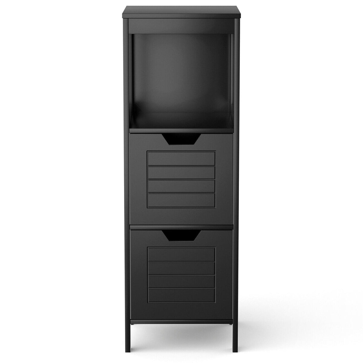 WELLFOR 12-in x 35-in x 11-in Black Freestanding Corner Linen Cabinet