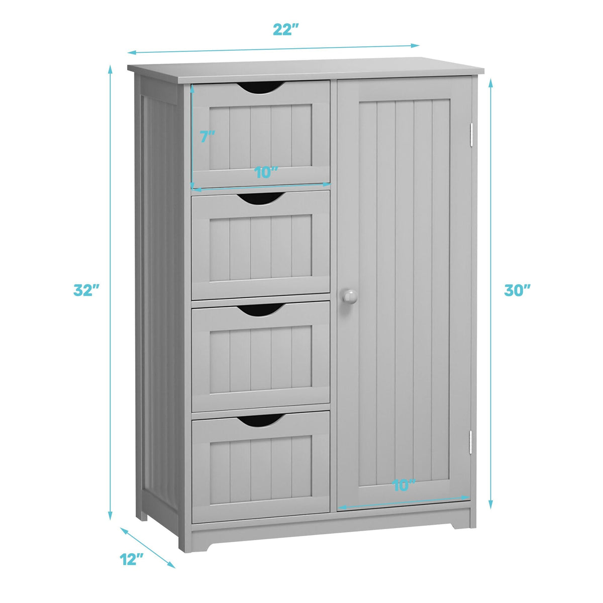 WELLFOR 22-in x 32-in x 12-in Gray Freestanding Linen Cabinet
