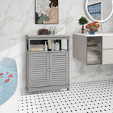 WELLFOR 23.5-in x 31.5-in x 12-in Gray Freestanding Linen Cabinet