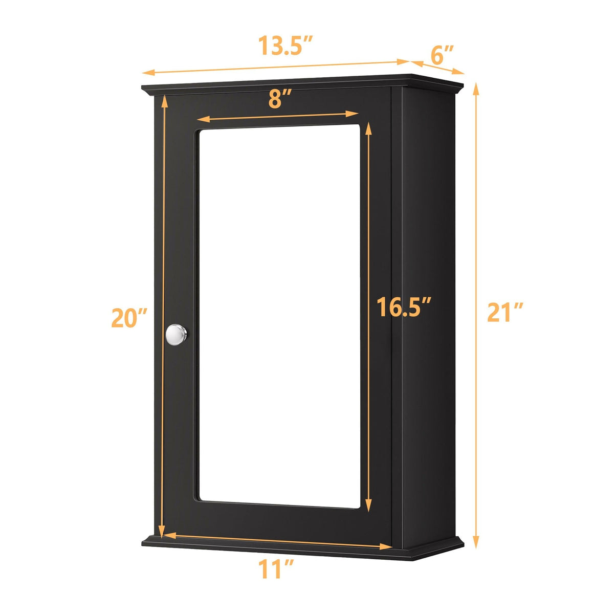 WELLFOR 13.5-in x 21-in Surface Mount Brown Mirrored Medicine Cabinet
