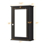 WELLFOR 13.5-in x 21-in Surface Mount Brown Mirrored Medicine Cabinet