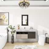 WELLFOR 13.5-in x 21-in Surface Mount Brown Mirrored Medicine Cabinet