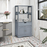 WELLFOR 24-in x 48-in x 13-in Gray Freestanding Linen Cabinet