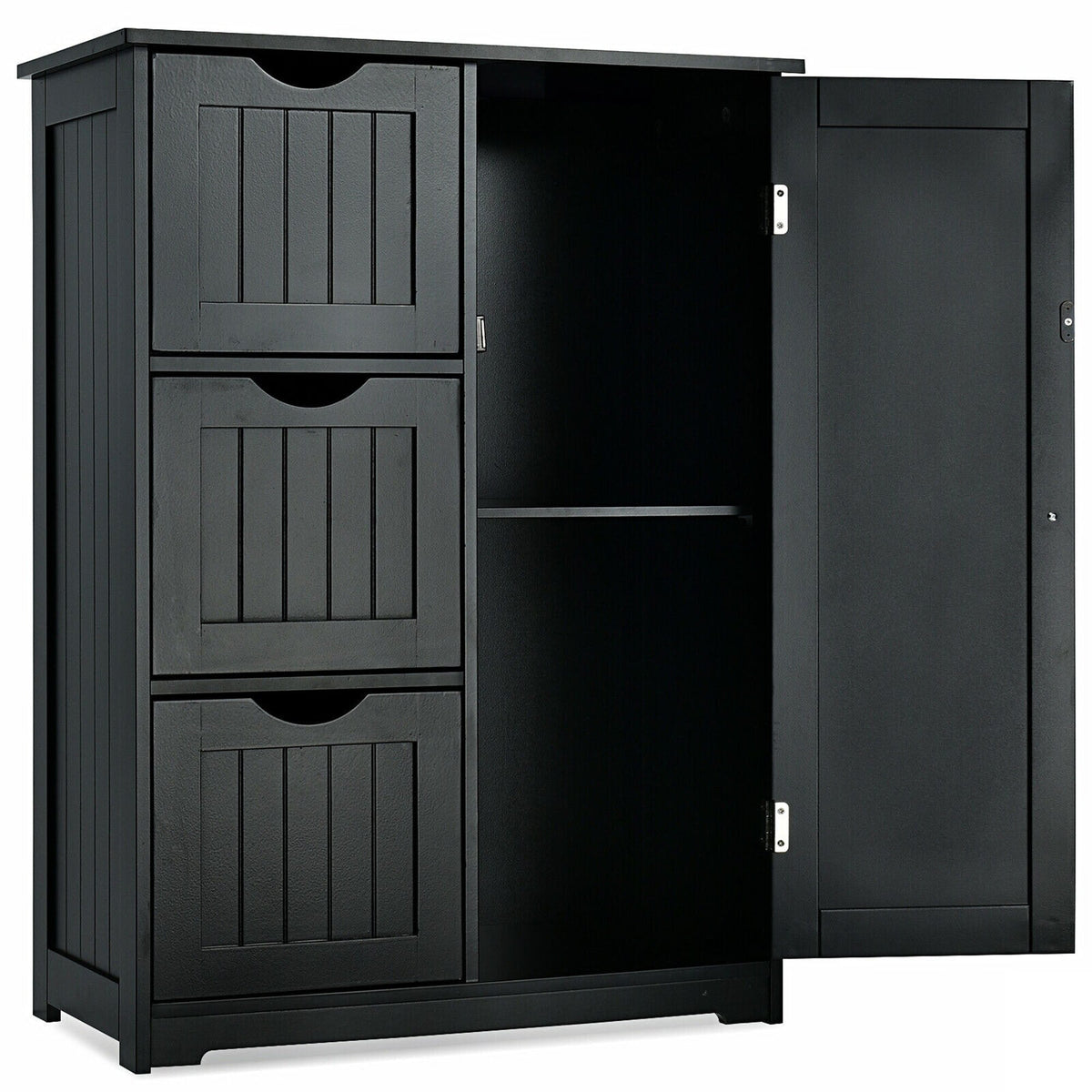 WELLFOR 24-in x 32-in x 12-in Black Freestanding Linen Cabinet