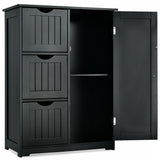 WELLFOR 24-in x 32-in x 12-in Black Freestanding Linen Cabinet
