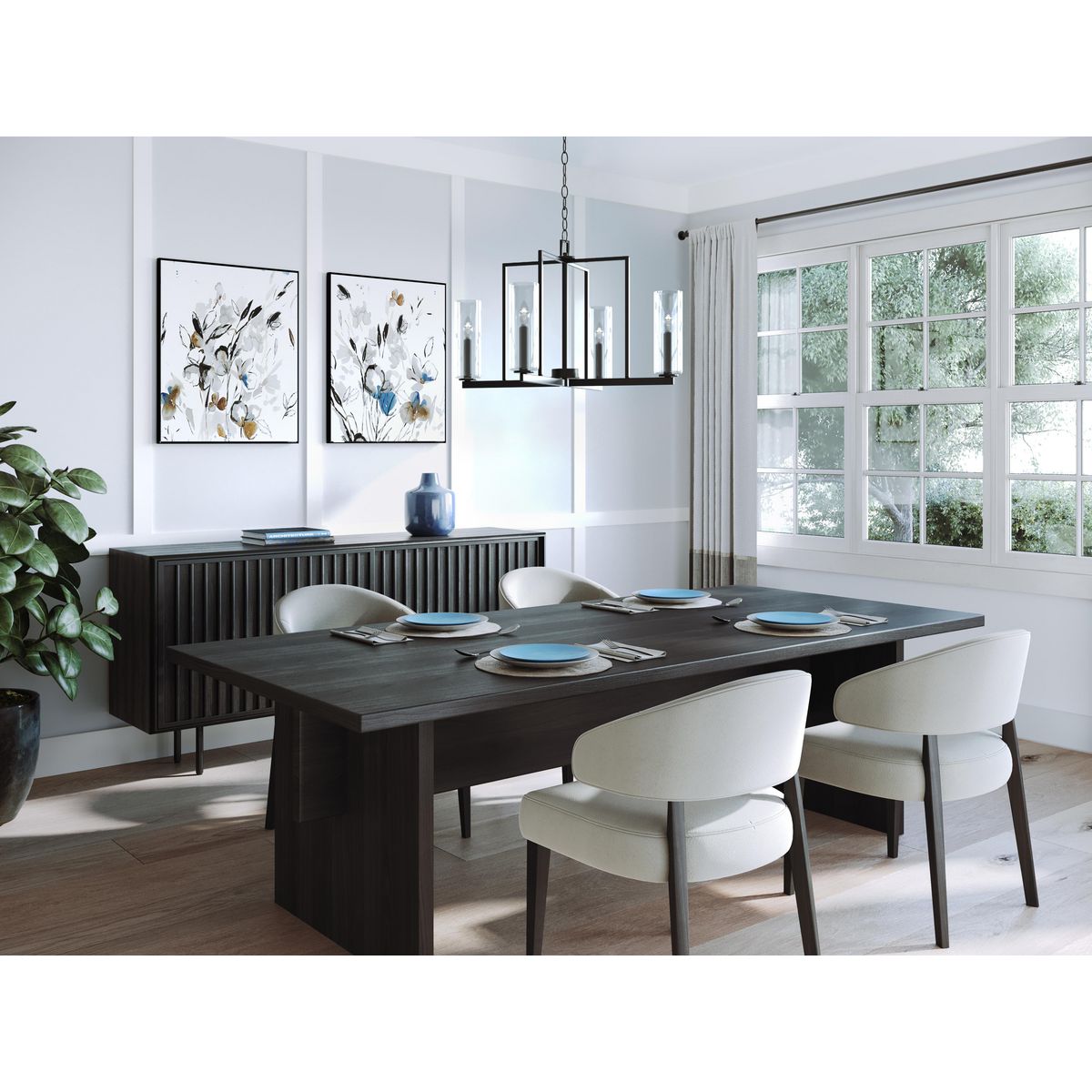 Progress Lighting Glennaire 4-Light Matte Black Modern/Contemporary Chandelier