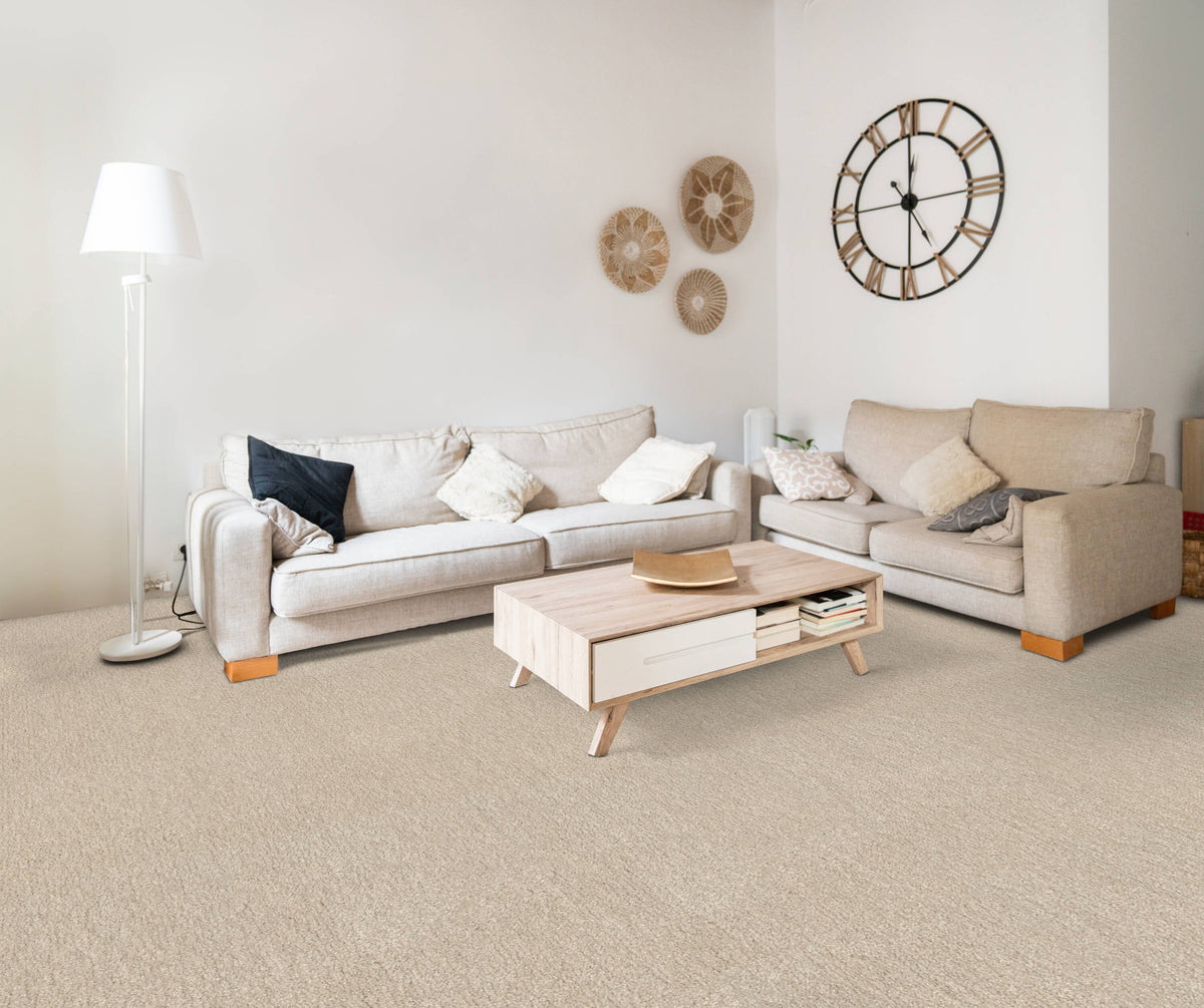 STAINMASTER Essentials Blue Diamonds II 12-ft Bleached Textured Indoor Carpet