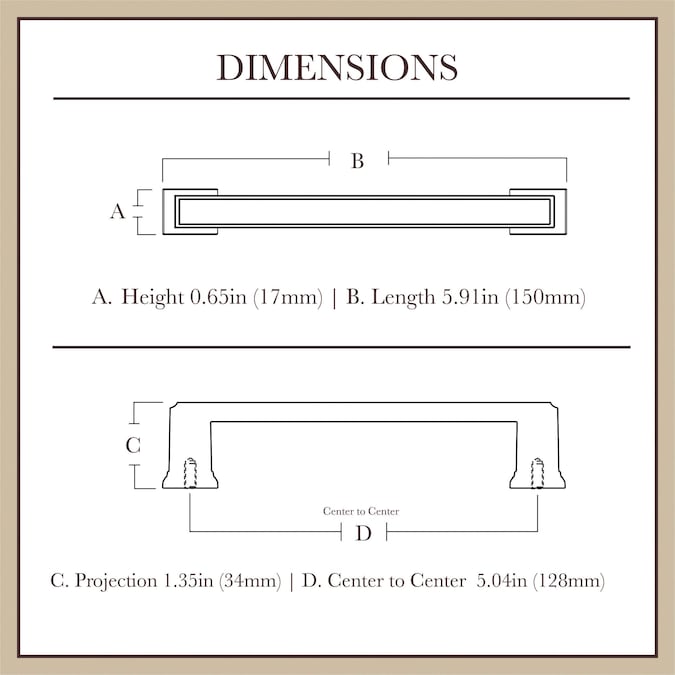 allen + roth Beaumont 5-1/16-in (128mm) Center to Center Matte Black Rectangular Handle Drawer Pull