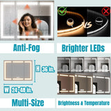 waterpar 24-in x 36-in Lighted LED Fog Free Surface/Recessed Mount Black Mirrored Soft Close Medicine Cabinet with Outlet