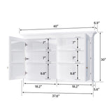 Forclover 40-in x 30-in Surface Mount White Mirrored Soft Close Medicine Cabinet